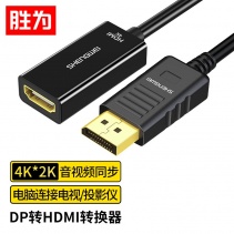 胜为DP转HDMI转换器 高清4K转接头 DisplayPort转hdmi公对公 DP公转HDMI母-4K高清 0.2米 MN-8004 